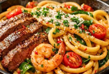 Calabrian Steak and Shrimp Bucatini Recipe