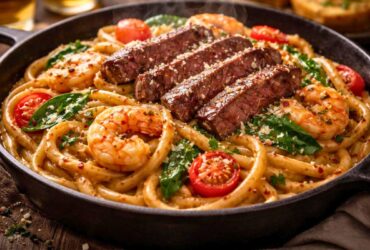 Calabrian Steak and Shrimp Bucatini Recipe