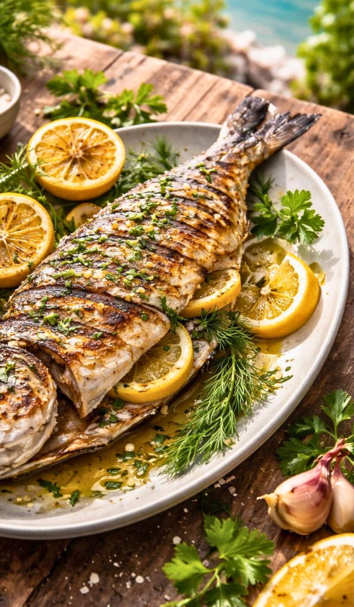 Grilled Lemon Herb Branzino Fish Recipe