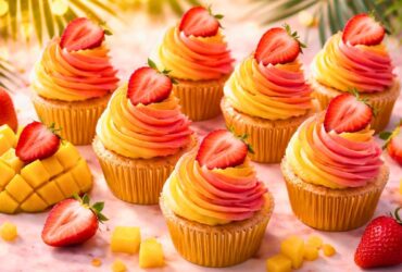 Mango Strawberry Sunset Cupcakes Recipe