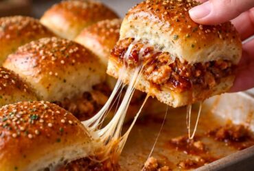 Use a rotisserie chicken from the store to make this a very fast 15-minute prep meal. Add cooked bacon bits inside the sliders for a smoky and salty flavor boost everyone loves. Swap the red onion for pickled jalapeños if you want a spicy kick in every bite. Use pepper jack cheese instead of mozzarella to add a little bit of heat to the sliders. Ensure the butter is slightly cooled before brushing so it does not soak into the bread too fast. Make these ahead of time and keep them in the fridge until you are ready to bake.