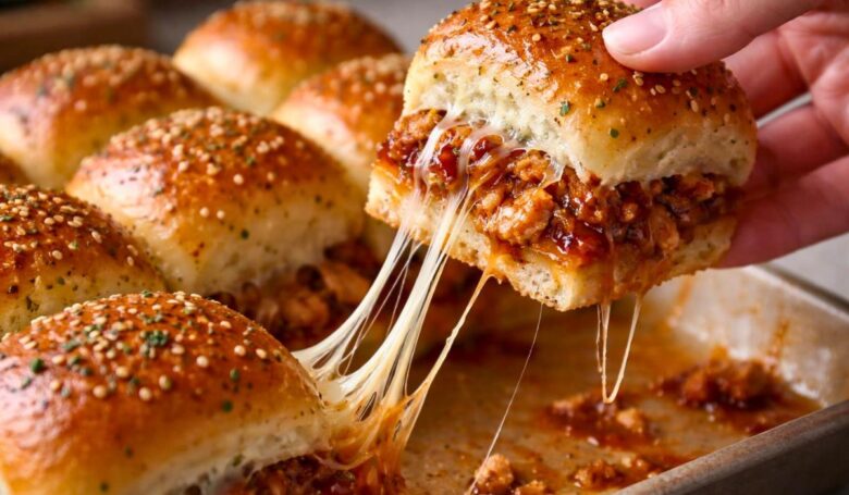 Use a rotisserie chicken from the store to make this a very fast 15-minute prep meal. Add cooked bacon bits inside the sliders for a smoky and salty flavor boost everyone loves. Swap the red onion for pickled jalapeƱos if you want a spicy kick in every bite. Use pepper jack cheese instead of mozzarella to add a little bit of heat to the sliders. Ensure the butter is slightly cooled before brushing so it does not soak into the bread too fast. Make these ahead of time and keep them in the fridge until you are ready to bake.