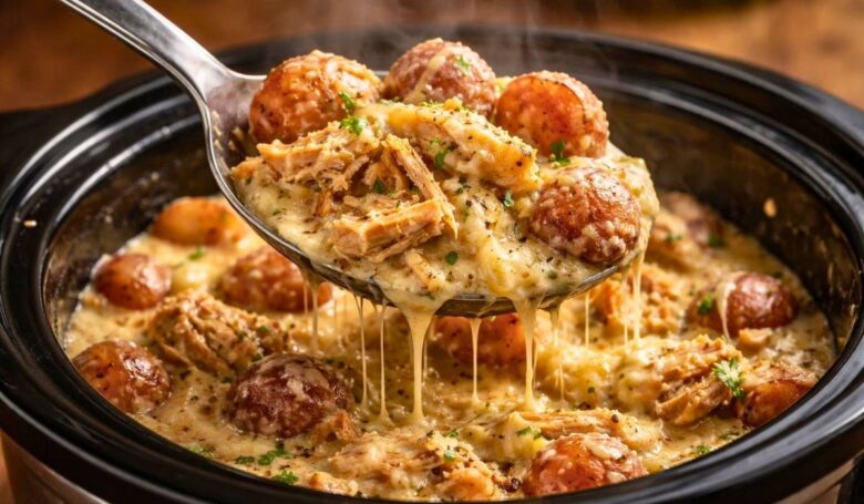 Crockpot Garlic Parmesan Chicken and Potatoes Skillet Recipe