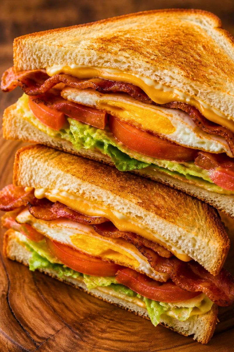 BLT Sandwiches with Southern-Sweet Cheese Stack, Eggs and Bacon Recipe