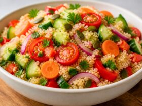 Crisp Vegetables and Toasted Quinoa with Lemon Dressing Recipe