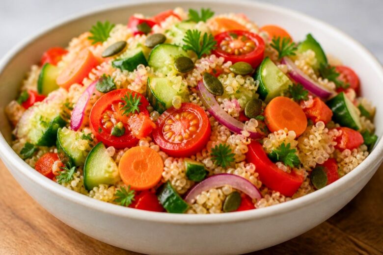 Crisp Vegetables and Toasted Quinoa with Lemon Dressing Recipe