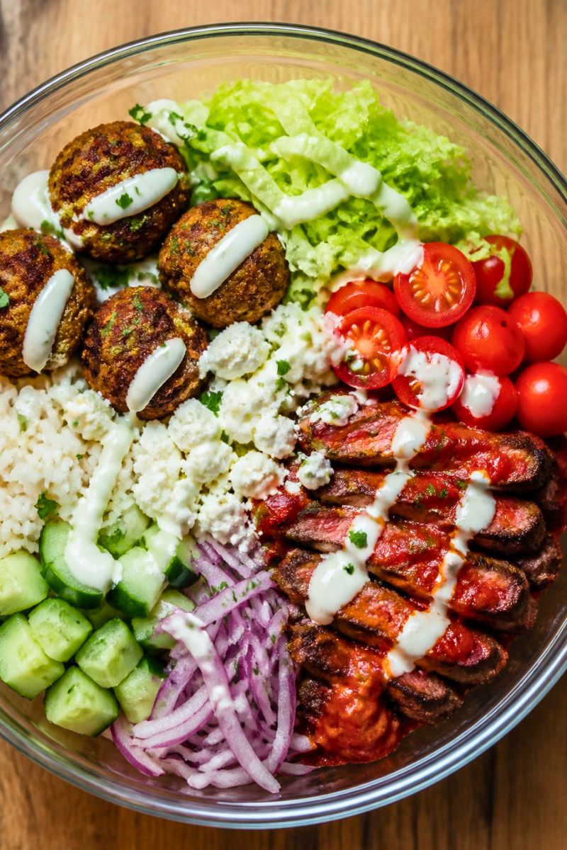 Falafel Patties Harissa Steak Bowls Recipe