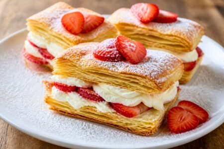 Puff Slices with Freshly Whipped Cream Recipe