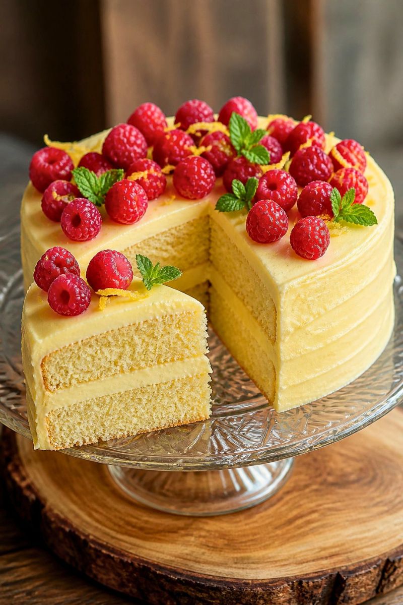 Raspberry Cake with Lemon Buttercream Recipe