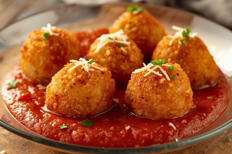 Rich Onion-Tomato Sauce and Grillo Arancini Rice Balls Recipe