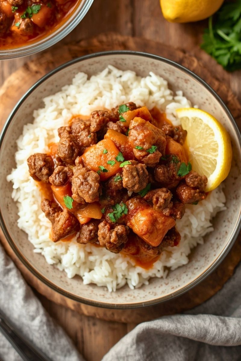 Savory Ground Beef and Fluffy Rice Recipe