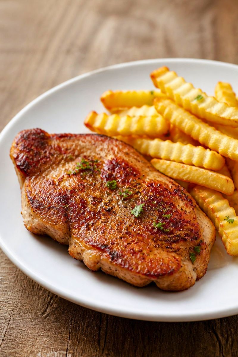 Chicken Steak and Crinkle Cut Fries Recipe