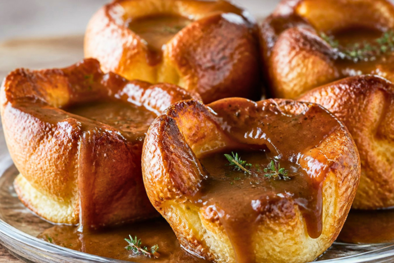 Fluffy Yorkshire Pudding Popovers Sopping Rich Gravy Recipe