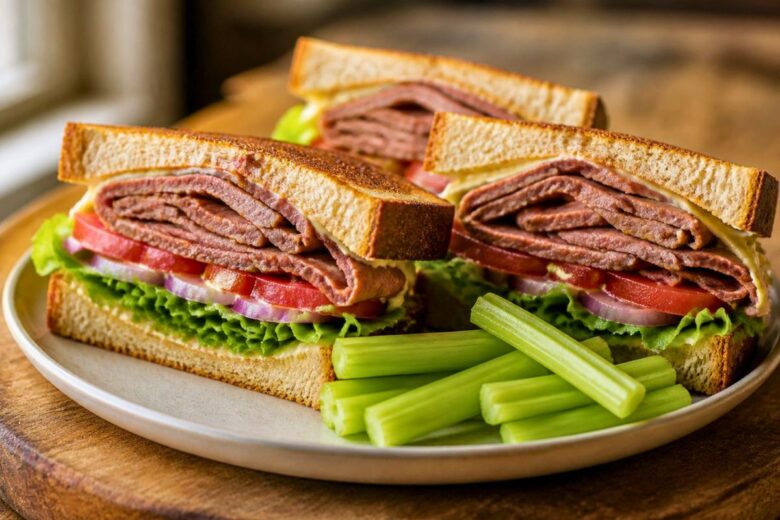Roast Beef Sandwiches With Celery Sticks Recipe