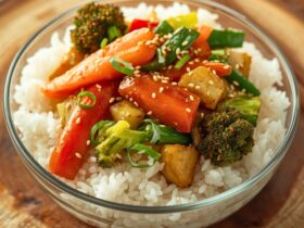 Steamed Rice and Stir-Fried Vegetables Recipe