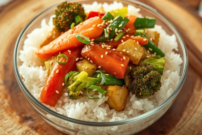 Steamed Rice and Stir-Fried Vegetables Recipe