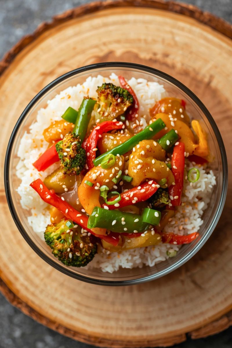 Steamed Rice and Stir-Fried Vegetables Recipe